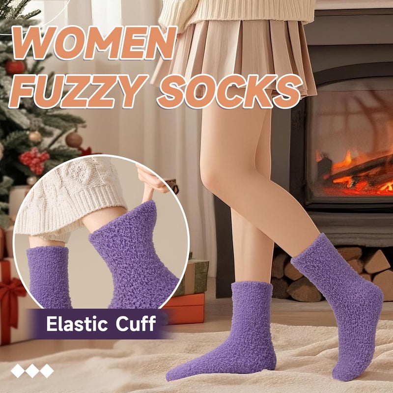 AMENLAN Store Women Fuzzy Slipper Socks Winter Microfiber Soft Cozy Plush Fluffy Socks Warm Comfy Thermal Home Sleeping Socks - Image 4
